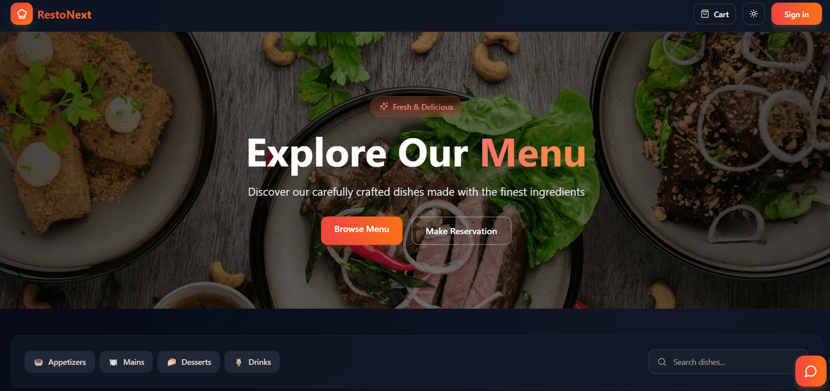 RestoNext Restaurant Ordering